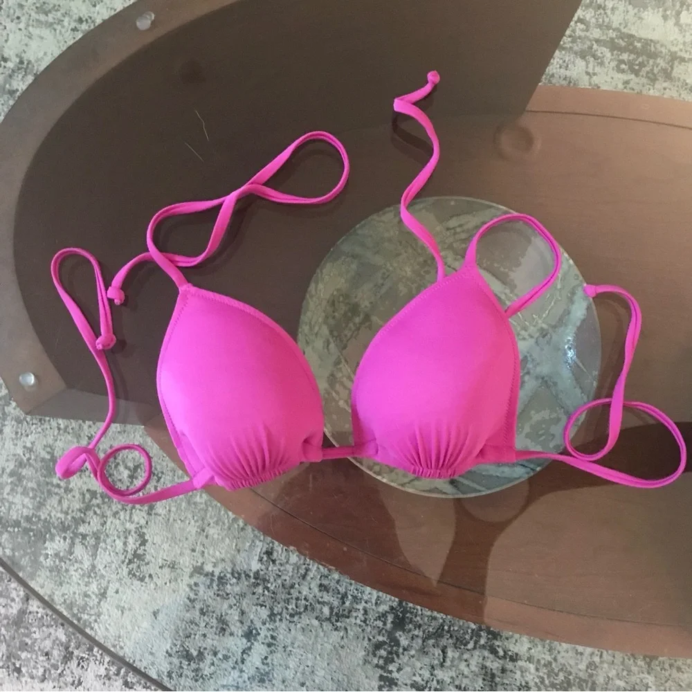 J CREW Berry Pink Triangle String Bikini Top